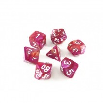 Lot de 7 Dés Fusion Jaune & Fuchsia