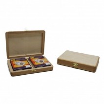 Coffret 2 Jeux de 54 Cartes Bois Naturel